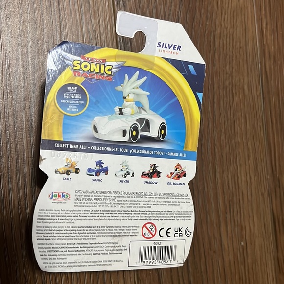 NWT Sonic The Hedgehog Team Racing Silver Die cast Vehicle in original package - Picture 3 of 8